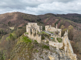 Fototapeta na wymiar Aerial view of Povazsky castle in Slovakia