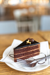 Chocolate Carrot Cake and Coffee at a Beautiful Garden Cafe in Seoul, South Korea	
