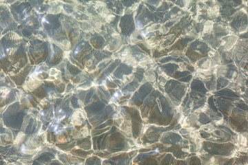 Fototapeta na wymiar Seascape of clear water on the sea. Clear water on the ocean, sea or lake. Water ripples in the sun.
