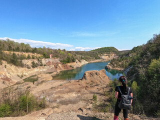 Naklejka premium Aerial view of Lake Rudabanya in Hungary