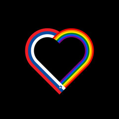 unity concept. heart ribbon icon of slovenia and rainbow flags. vector illustration isolated on black background