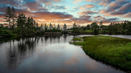 Fototapeta na wymiar A lovely evening as viewed across Jeddore Oyster Ponds in Nova Scotia, Canada