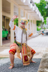 Thai Khon Dance with Suphan Matcha and Hanuman. It is a famous traditional Thai dance in ancient...