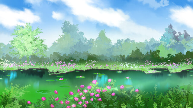 Anime Landscape: Lake (Anime Background)