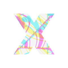 Colorful paint x letter or cross sign on white background vector.