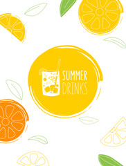 Poster design template for menu or cafe with colored glasses