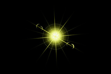 Obraz premium Realistic lens flare lights effect on black background