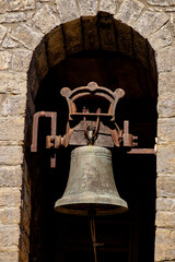 Fototapeta premium campanario de la iglesia de .Nerín, .Edificio Religioso Fortificado, Huesca, Aragón, cordillera de los Pirineos, Spain