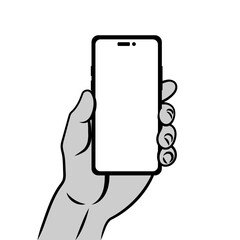 Hand holding the Smartphone. Vector Illustration.