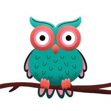 Drawing of an owl on a branch