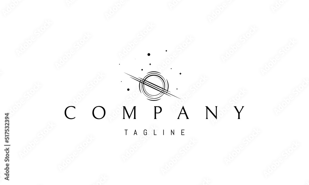 Wall mural vector logo on which an abstract image of a black hole in space in a linear style.