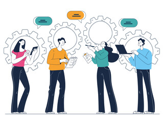 Teambuilding teamwork partnership business development concept. Vector flat graphic design illustration