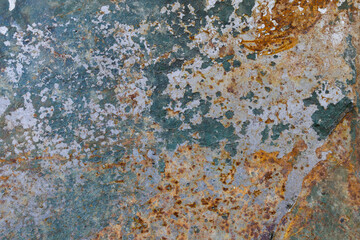 Old painted iron sheet with traces of rust