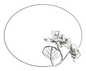 Floral round frame hand drawing design. Vector flower border for invitation or greeting card.