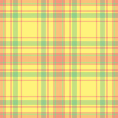 Plaid seamless pattern in yellow. Check fabric texture. Vector textile print.