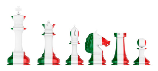 Chess figures with Italian flag, 3D rendering