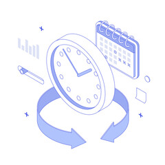 Calendar, plan, presentation, infographic, schedule. Isometric vector illustration flat design isolated. Outline, linear style, line art, editable stroke. 