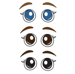Obraz premium cartoon eyes set blue brown black vector