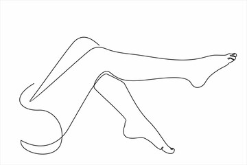 Beauty salon banner. Line icon legs. Minimal beautiful feminine sketch for label design of natural cosmetics, fashion banner. Linear illustration depilation of legs.