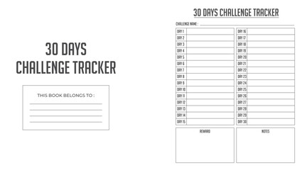 30 Days Challenge Tracker KDP interior eps, pdf file