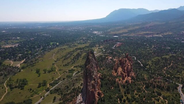 tourism, aerial, aerial landscape, aerial view, america, beautiful, blue, colorado, colorado springs, colorful, denver, drone, drone view, flying over, formation, garden of the gods, garden of the god
