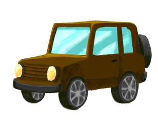 Advanture car off road style cartoon drawing illustration art