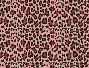 Pink leopard print repeat pattern vector graphics trendy animal background.