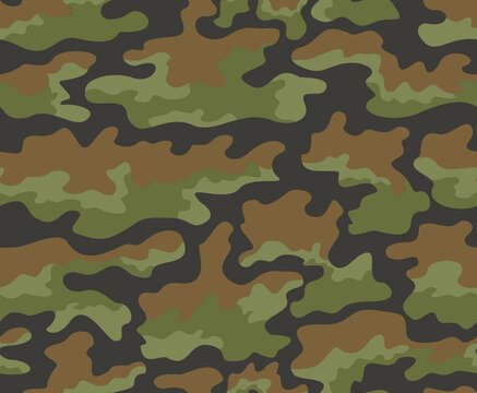 Army green camouflage vector uniform texture, military pattern, modern classic print.