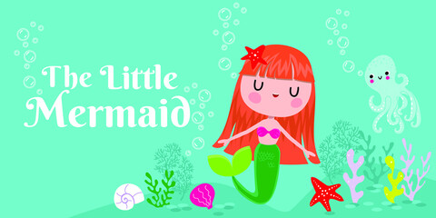 
The little mermaid under the sea banner