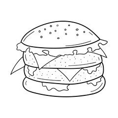 Burger icon, vector illustration. Doodle style