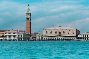 Fototapeta na wymiar The Campanile di San Marco and the Doge's Palace in Venice, Italy 