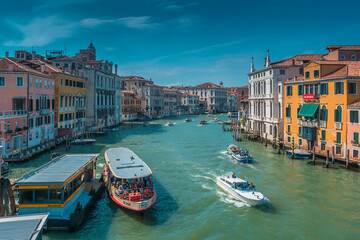Accademia boat stop at the Canale Grande in Venice, Italy - obrazy, fototapety, plakaty