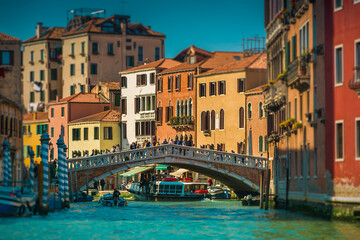 Fototapeta na wymiar Ponte degli Scalzi in Venice, Italy with beautiful houses in the background 