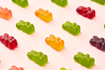 Cropped of set of sweet tasty teddy bear candies