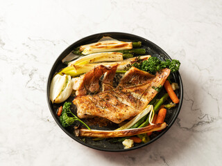 Grilled Fish with Green onion and Vegetables