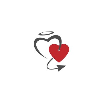Devil heart icon logo design illustration
