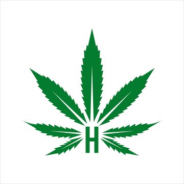 Cannabis logo with letter H hemp design vector template
