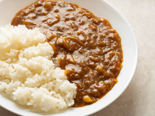 Curry and rice on a plate