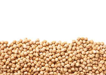 close-up texture of raw chickpeas with copy space for text.