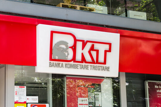 Tirana, Albania - June 4, 2022: Logo of Banka Kombetare Tregtare (BKT).