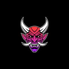 Obraz premium Oni mask illustration. Demonic face