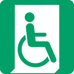 ISO 7010 E030 Emergency exit for people unable to walk or with walking impairment (right)