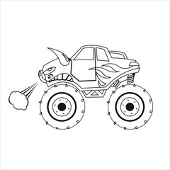 cartoon  car vector ,  Modern Car vector , Illustration of Business car Luxury life Technology concept Car line art , coloring book page for kids