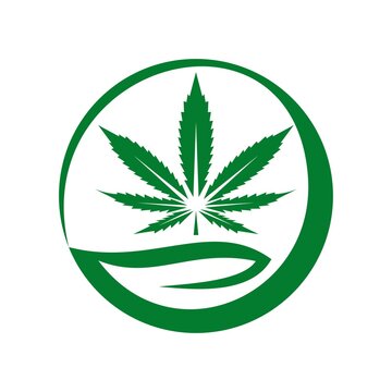 CBD hemp logo and cannabis icon vector template