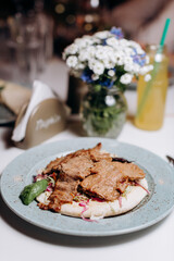 grilled meat with vegetables