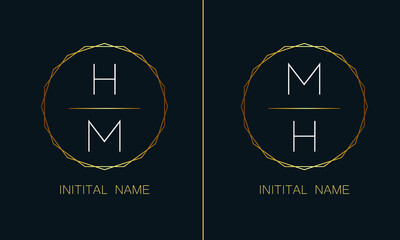 Stylish luxury logo in golden, white color with black background, Business abstract vector logo monogram template with thumbnails