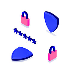 Isometric protection elements. Shield and password