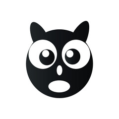 black and white cat. Animal cartoon character with black vector template