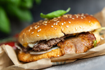 burger kebab sandwich meat fresh healthy meal food snack on the table copy space food background 