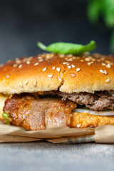 burger kebab sandwich meat fresh healthy meal food snack on the table copy space food background 